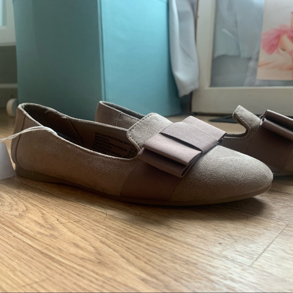 Grey/light taupe suede slip-on loafers. Never worn. NWT. No box.